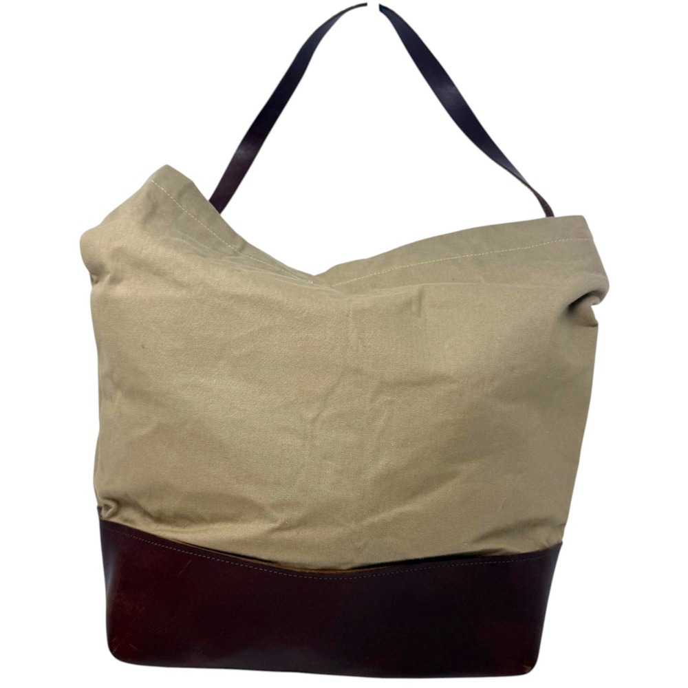 R. Riveter American Handmade Women's Canvas and Leather Tote Bag Tan Brown